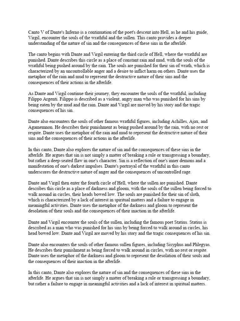 Dante's Inferno: Wrath and Sloth | PDF | Inferno (Dante) | Religious ...