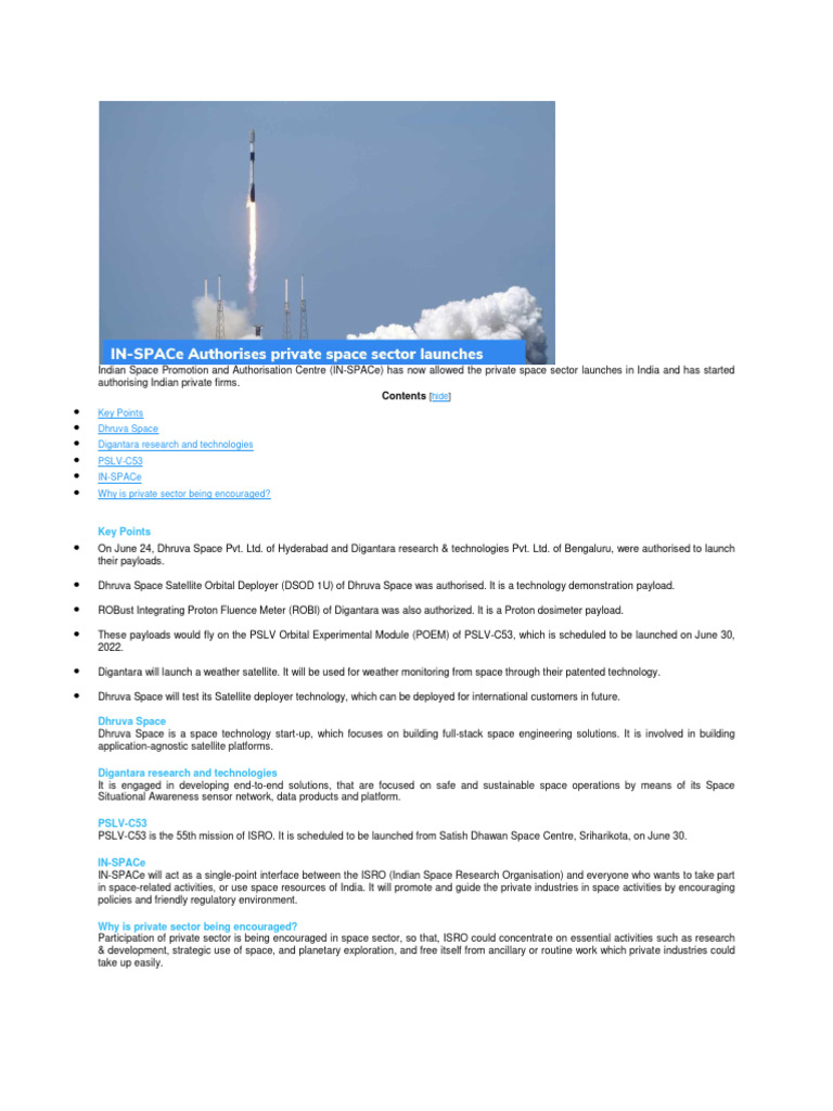 Indian Space Promotion and Authorisation Centre | PDF | Space Industry ...