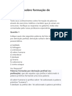 Exercícios Sobre Formação de Palavras