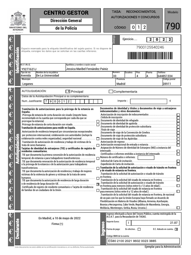 MODELO 790 ImpresoRellenarDescargar | PDF | Documento de identidad ...