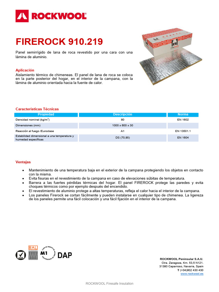 Panel Lana de Roca Firerock X X CM 10937360 Techsheetsup | PDF