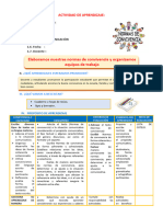 D1 A1 SESION COM. Elaboramos Nuestras Normas de Convivencia y Organizamos Equipos de Trabajo