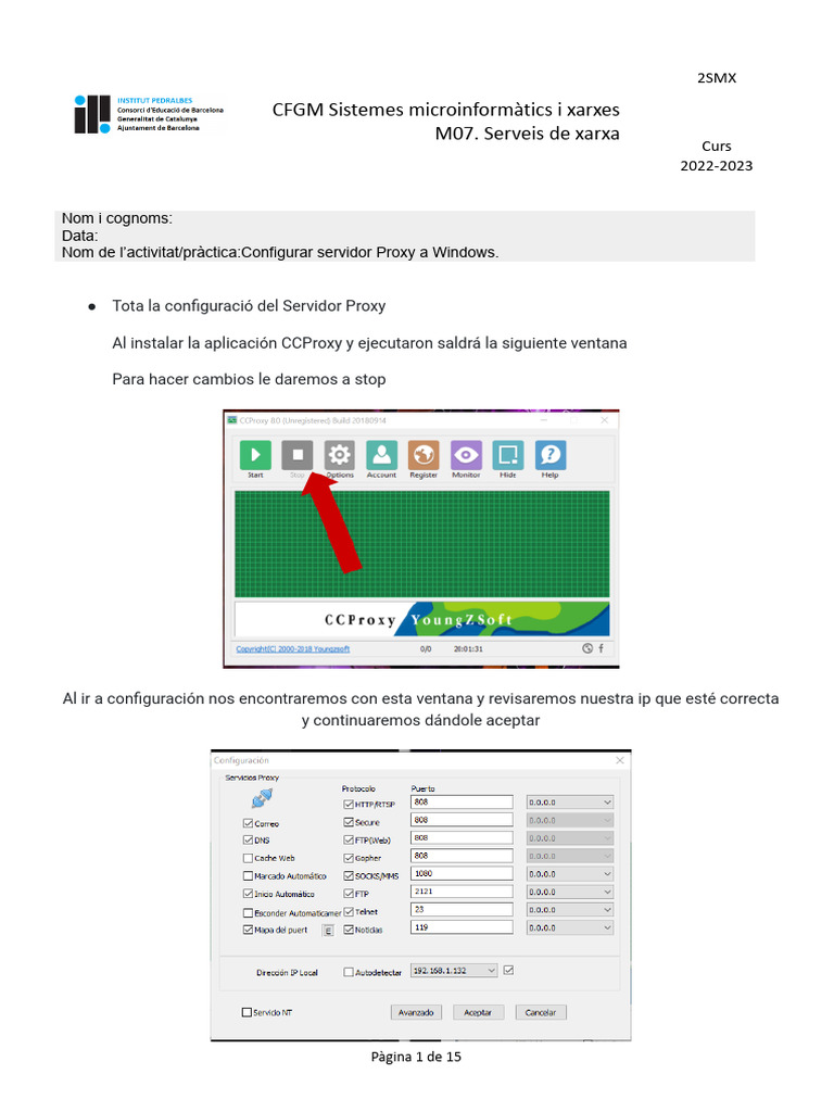 Activitat 3 configurar servidor proxy a windows pdf