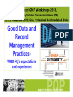 Good Data and Record Management Practices-: Advanced GMP Workshops 2018
