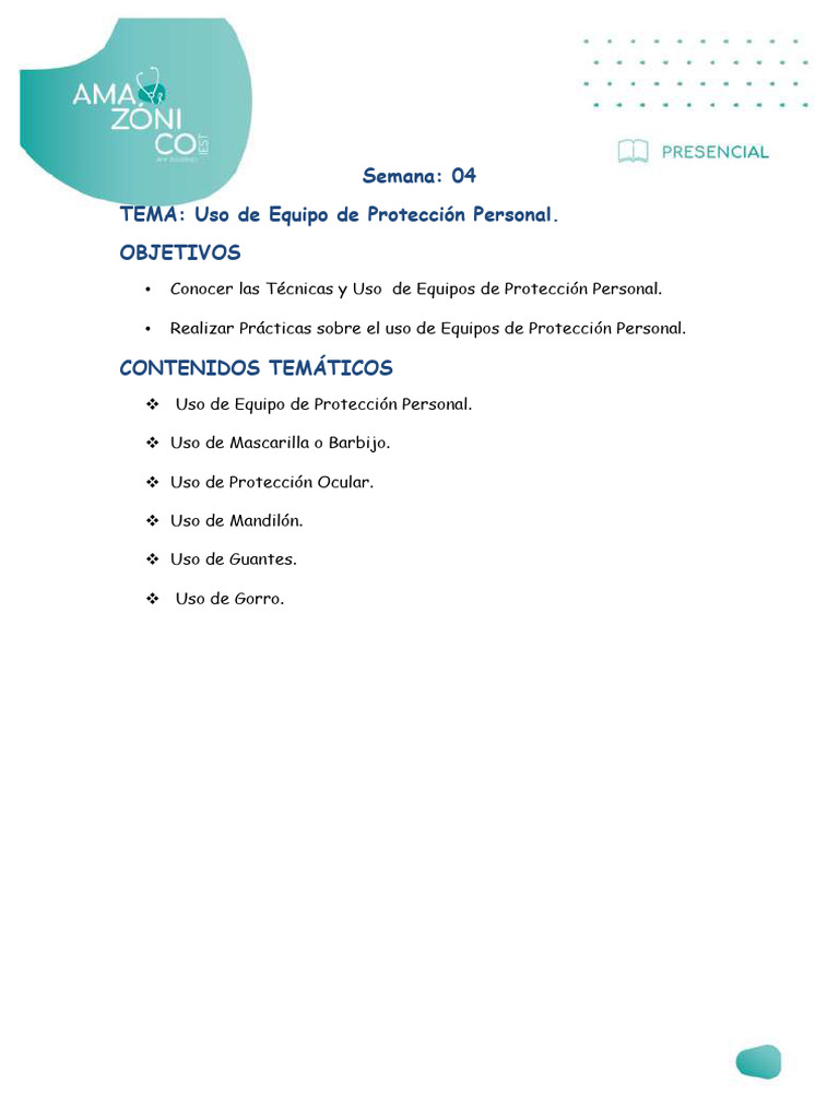 Uso de equipo de proteccion personal pdf especialidades medicas