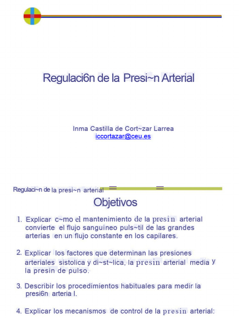 Regulacion de La Presion Arterial | PDF | Artería | Capilar