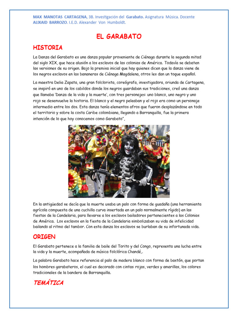 Historia y Origen de la Danza Garabato | PDF | Bailes | Las artes escénicas