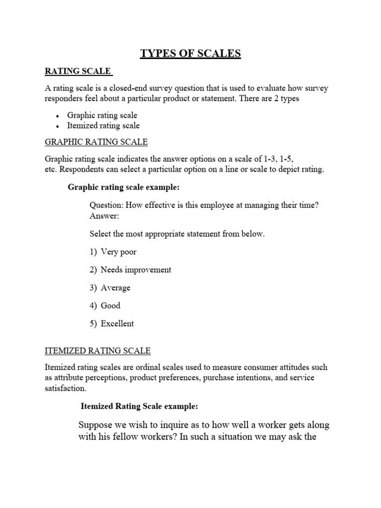 Types of Scales | PDF | Survey Methodology | Psychology