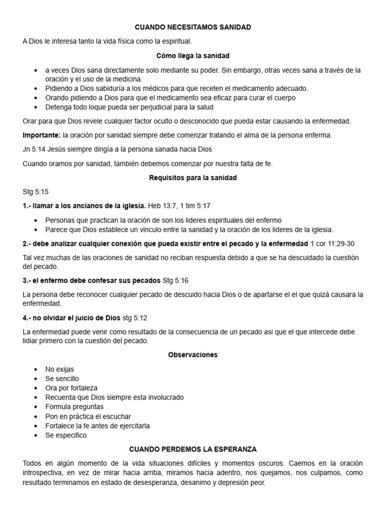 Sanidad y Esperanza en la Fe | PDF | Oración | Pecado