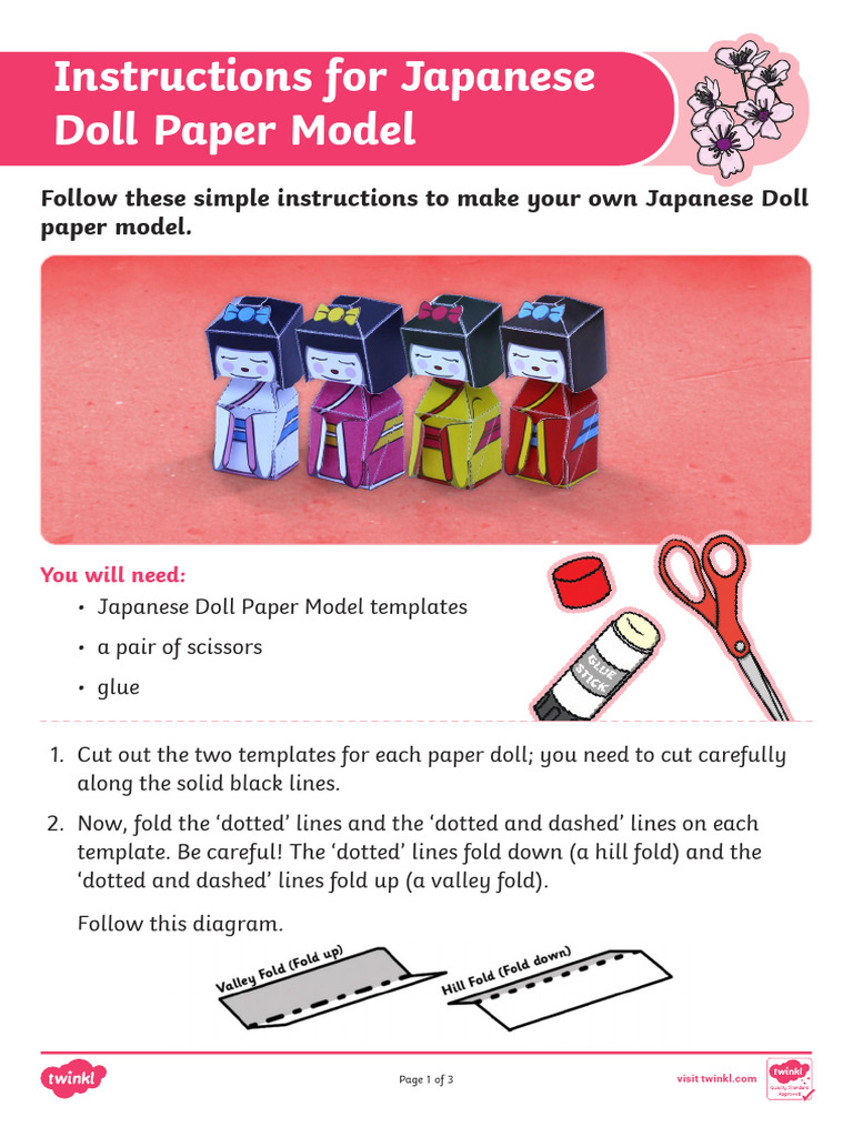 Japanese Doll Paper Model Instructions | PDF | Art