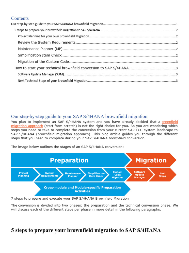 SAP S/4HANA Brownfield Migration Guide | PDF | Information Technology ...