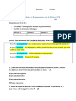 Evaluation de Grammaire Et de Vocabulaire Sur Le Théâtre. 5e