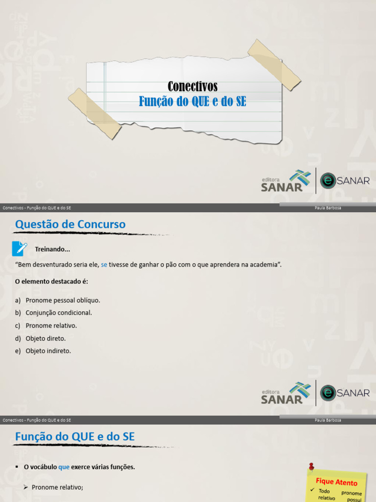 41 Conectivos Função Do Que E Do Se Pdf Pronome Assunto