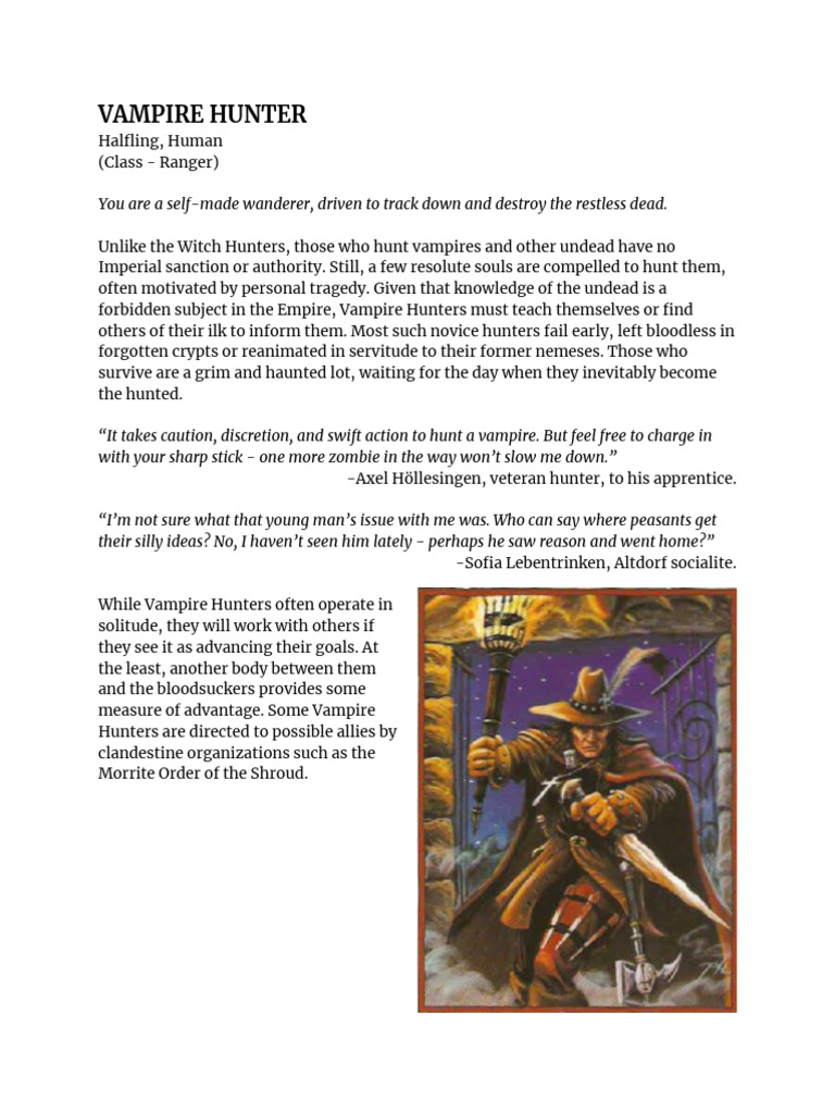 Vampire Hunter Career Guide | PDF