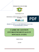 Cadre de Gestion Environnementale Et Sociale (Cges) : Republique de Cote D'Ivoire