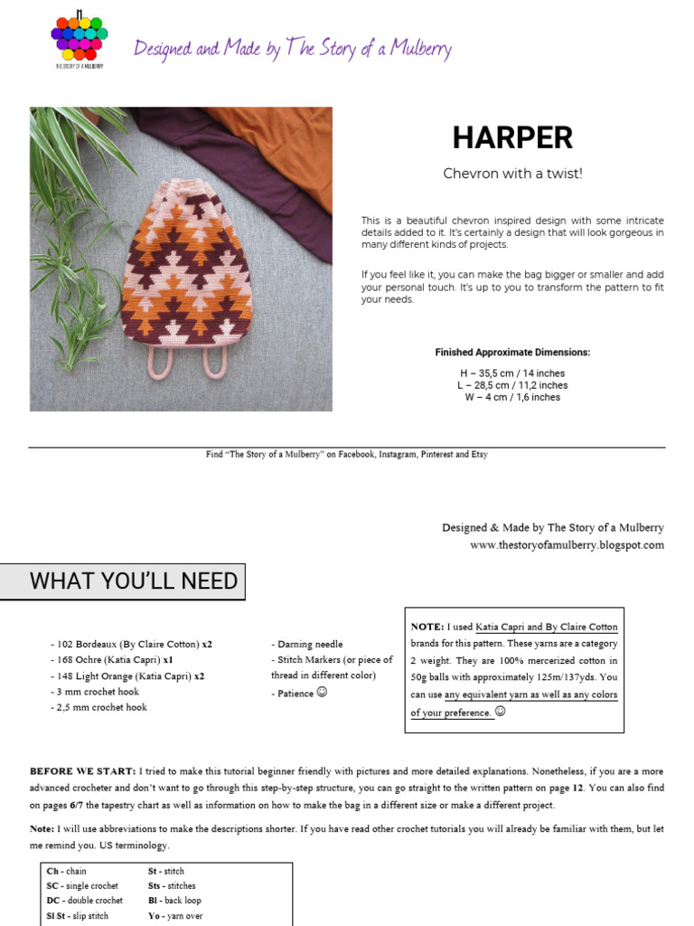 Harper Tapestry Crochet Pattern | PDF | Crochet | Yarn
