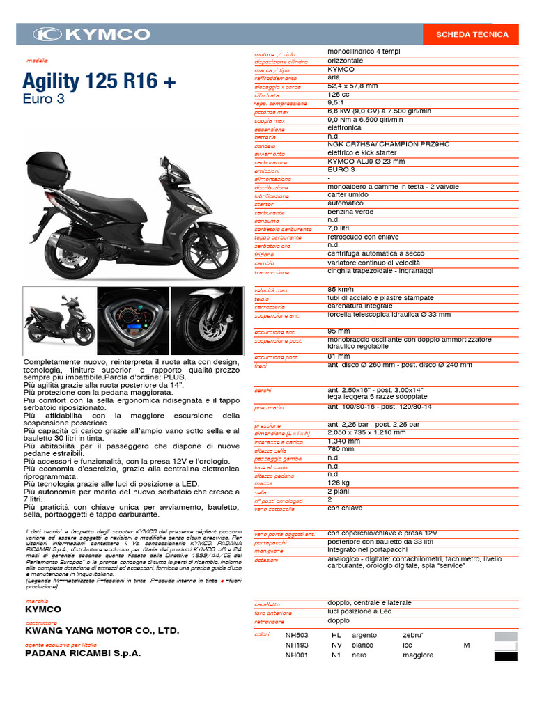 Scheda Tecnica Agility 125 | PDF