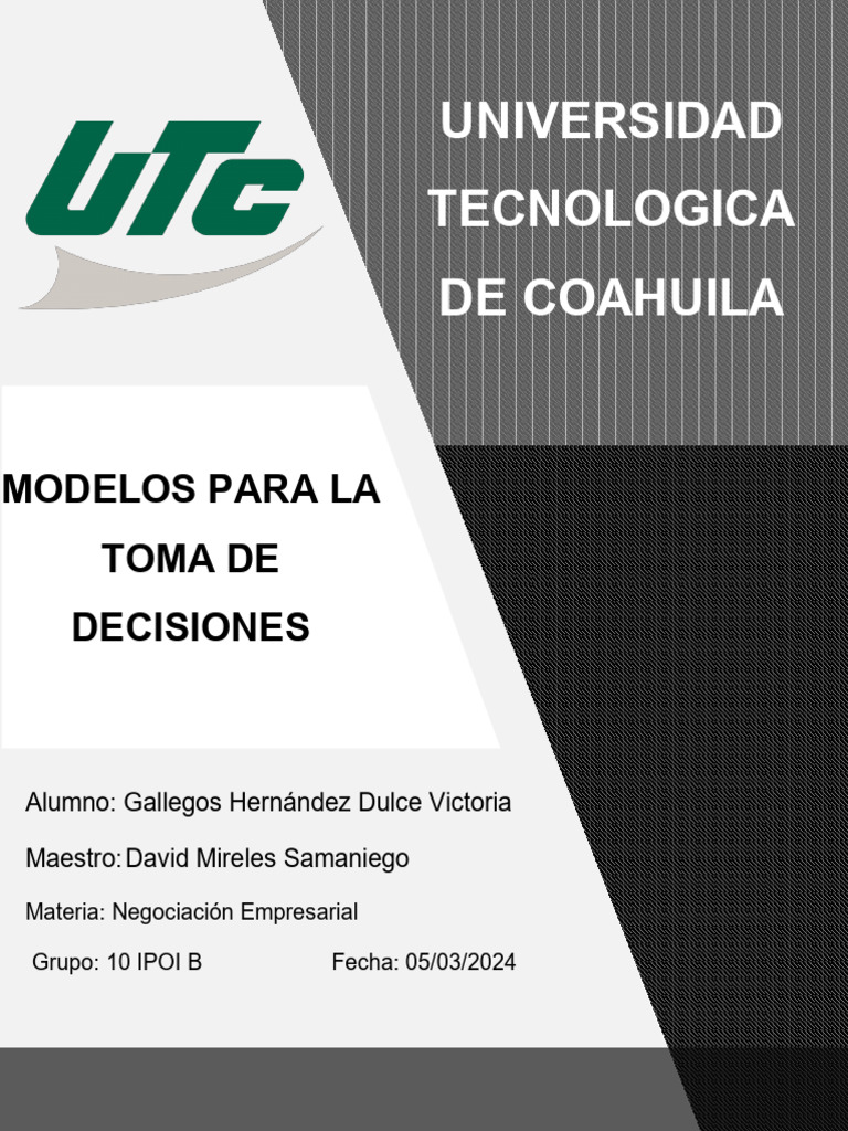 Modelos para La Toma de Decisiones | PDF | Toma de decisiones ...