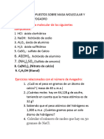 Ejercicios Propuestos Sobre Masa Molecular y Numero de Avogadro