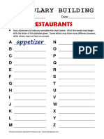 Vocabulary Buiding - Restaurant