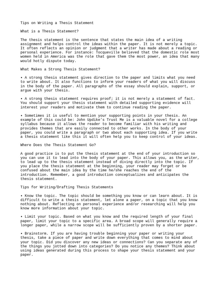 Crafting Effective Thesis Statements | PDF | Thesis | Experience