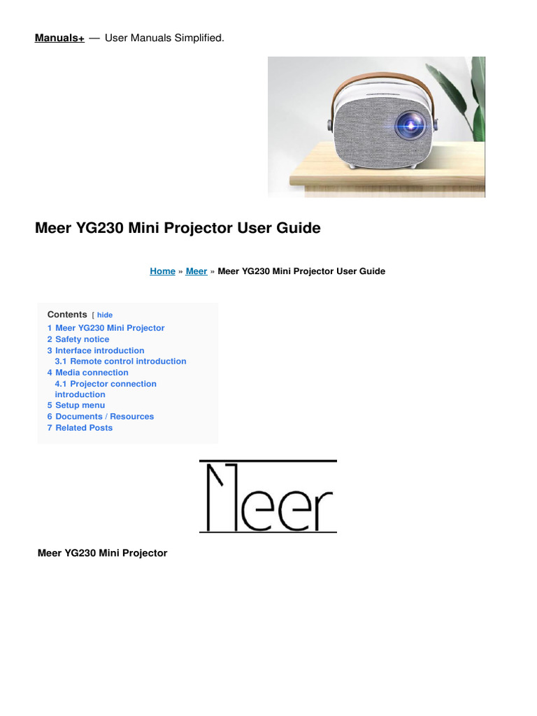 Meer YG230 Mini Projector Guide | PDF | Hdmi | Usb