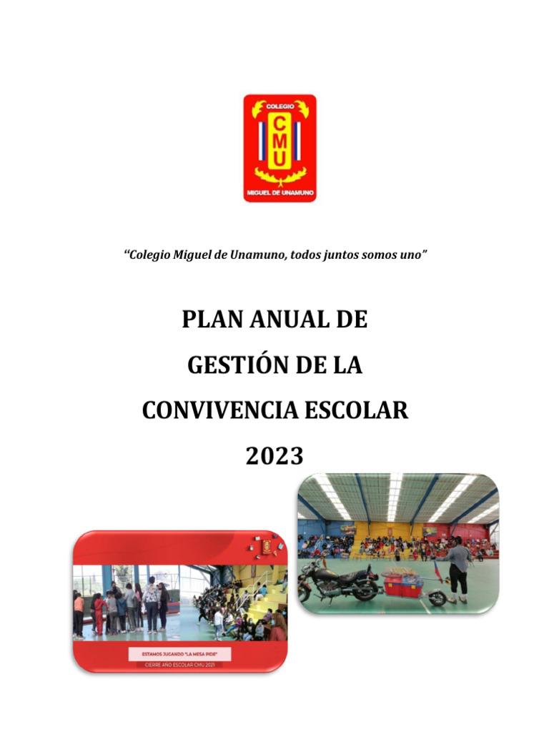 Plan de Gestión de La Convivencia Escolar 2023 | PDF | Inclusión ...