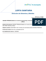 Alerta Sanitaria: Dirección de Alimentos y Bebidas