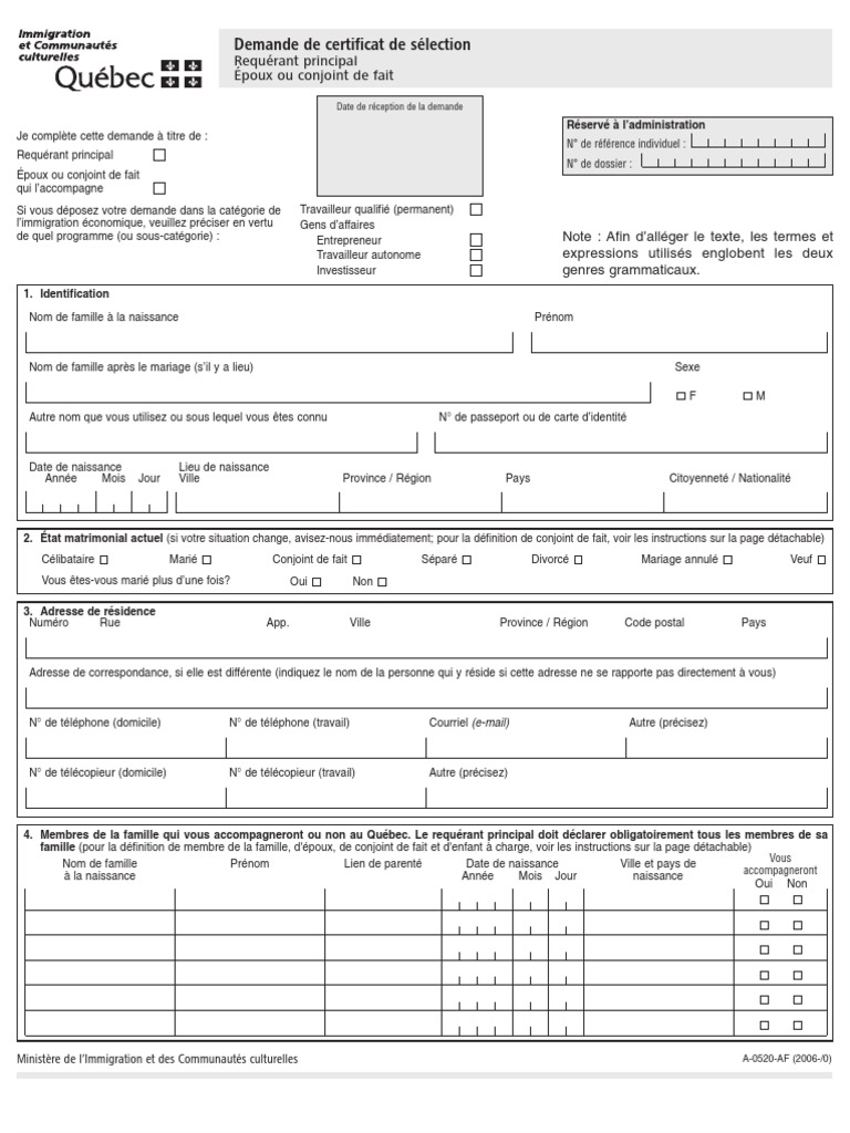 Certificat De Selection De Quebec – TWABG