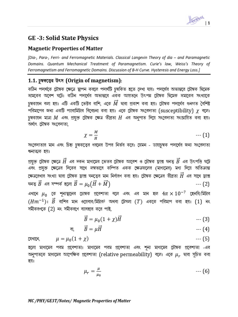 General Properties of Matter | PDF | Ferromagnetism | Applied And ...