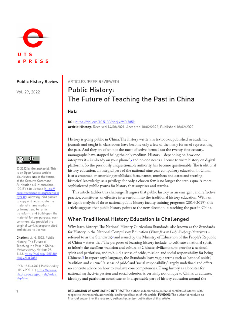 Na Li - Public History The Future of Teaching The Past in China | PDF ...
