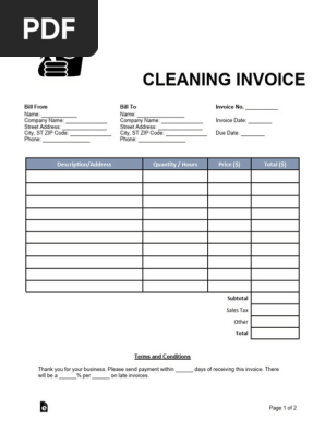 Cleaning Invoice Template