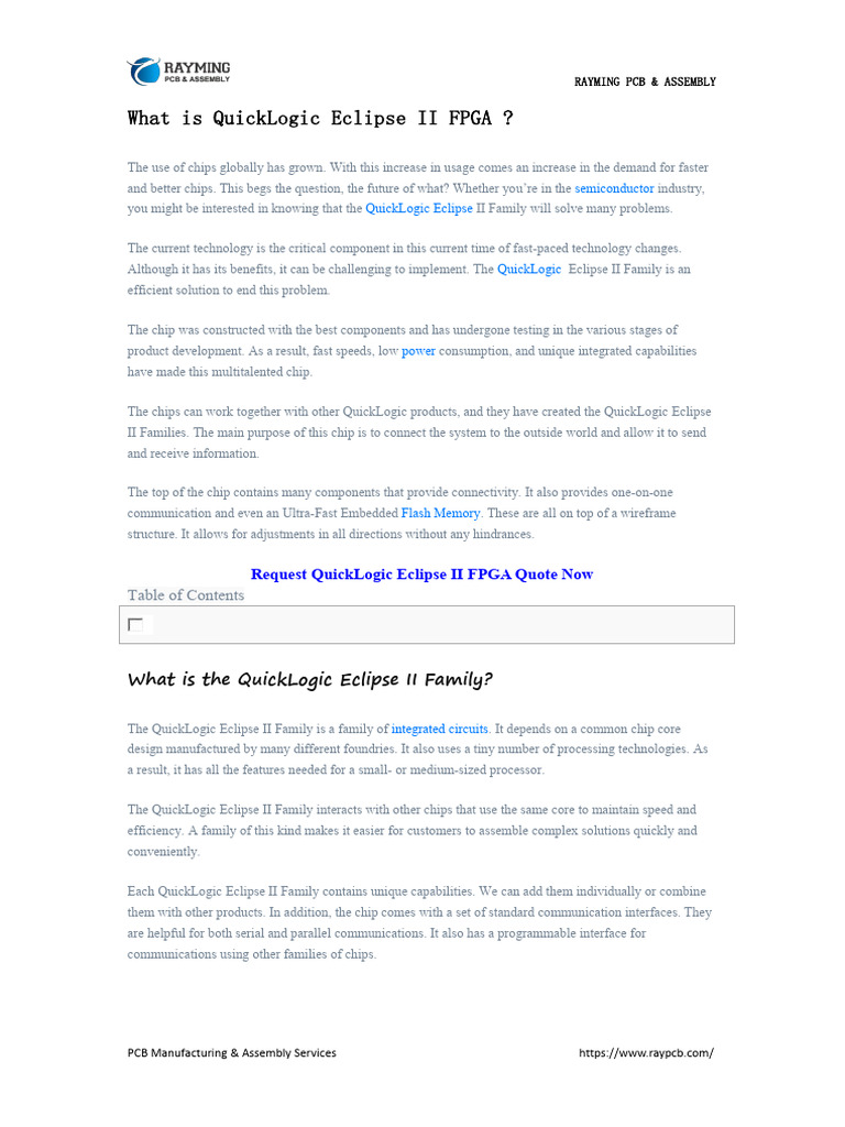 What Is QuickLogic Eclipse II FPGA | PDF | System On A Chip | Embedded ...