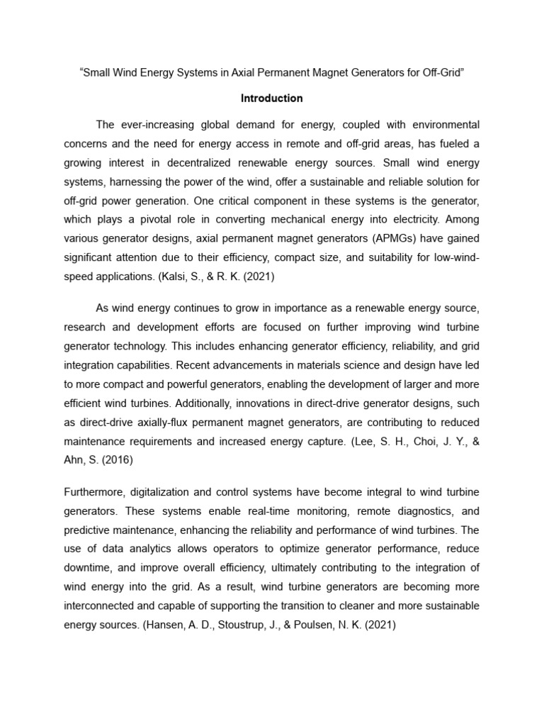 Off-Grid Axial Permanent Magnet Generators | PDF | Electric Generator ...