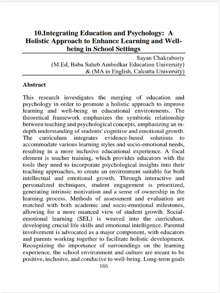 Integrating Education And Psychology A Holistic Approach To Enhance