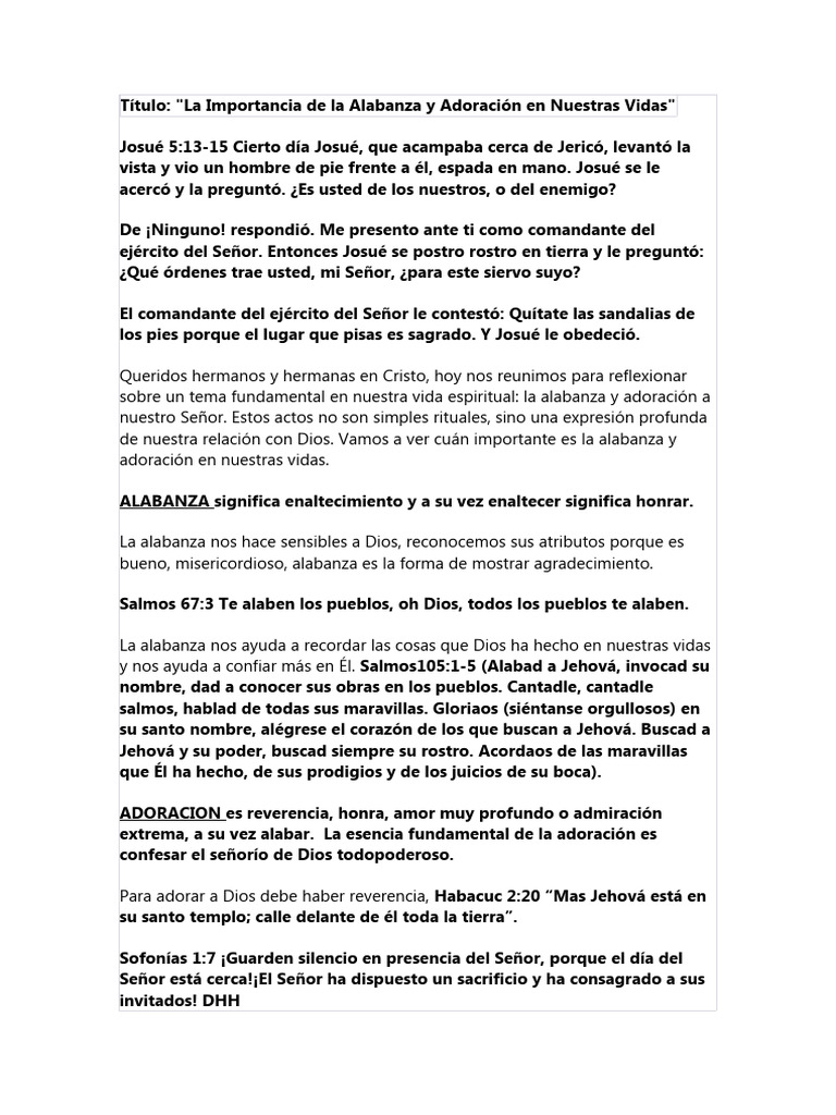 Alabanza y Adoración a Dios | PDF | Salmos