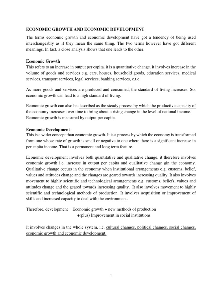 Economic Growth vs. Economic Development | PDF | Economic Growth ...