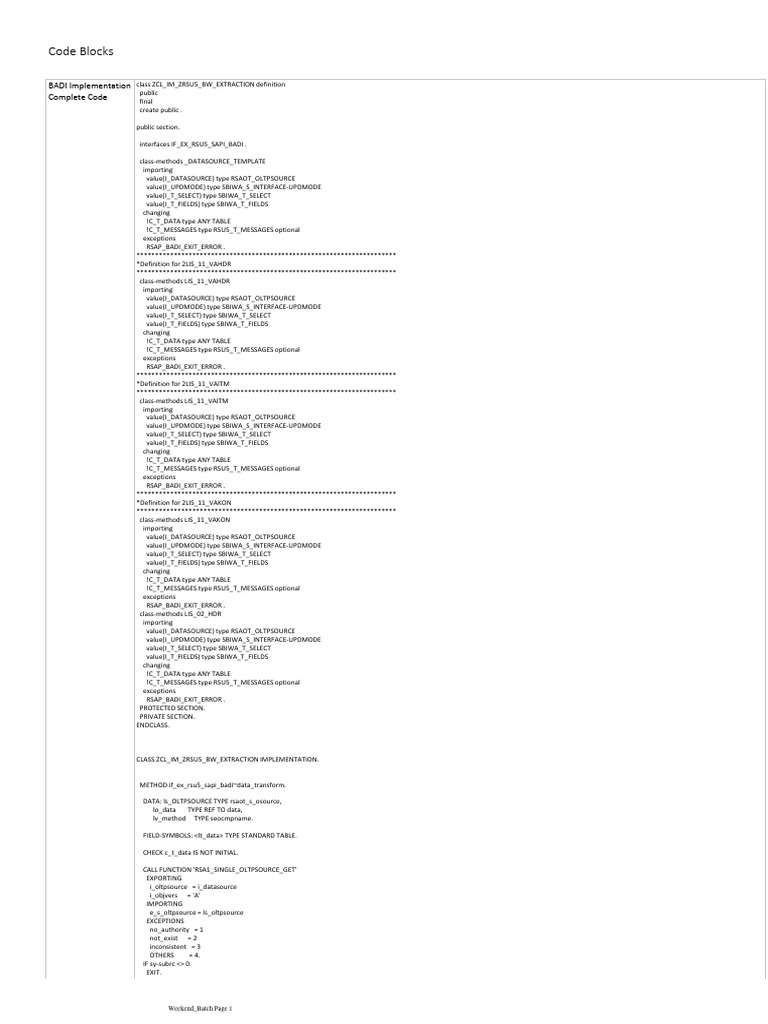 BADI Implementation for BW Data Sources | PDF | Computer Engineering ...