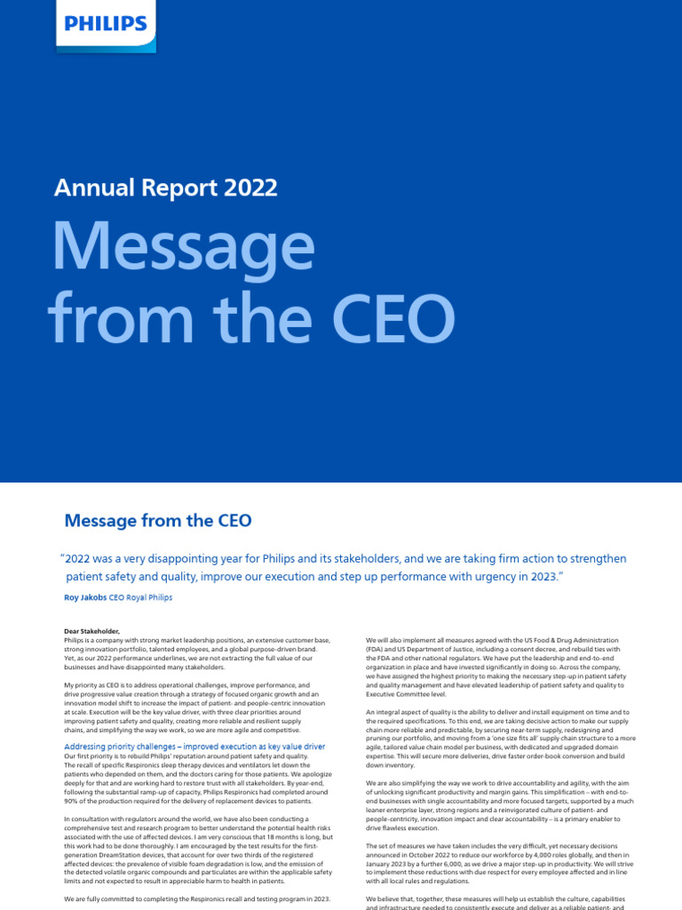Philips 2022 Annual Report Summary | PDF | Sustainability | Innovation