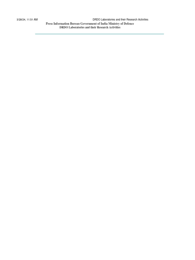 DRDO Laboratories and Research Areas | PDF | Military Technology