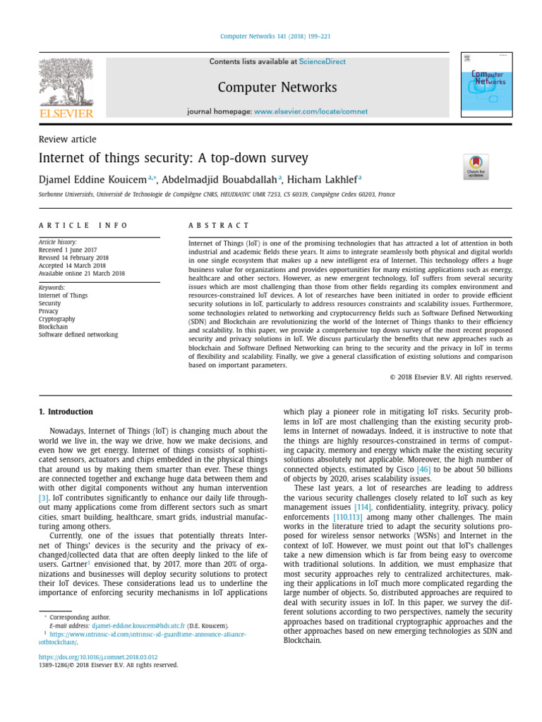 Internet of Things Security A Top Down Survey | PDF | Internet Of ...
