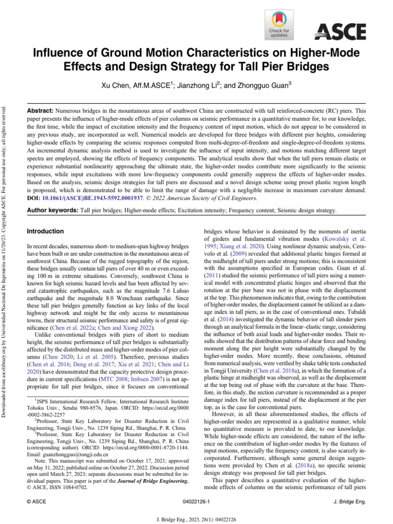 Chen Et Al 2022 Influence of Ground Motion Characteristics On Higher ...