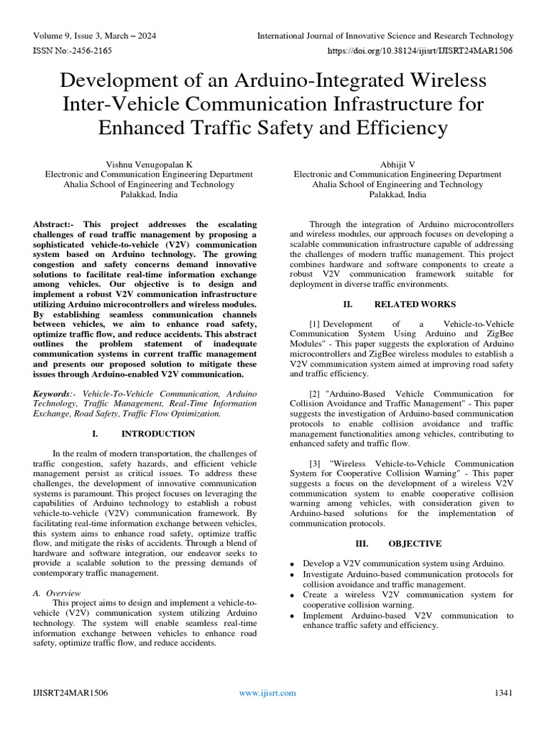 Development of An Arduino-Integrated Wireless Inter-Vehicle ...