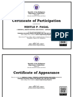 LANGILAN DISTRICT NESTLE P. PAGAL Certificate of Participation & Appearance