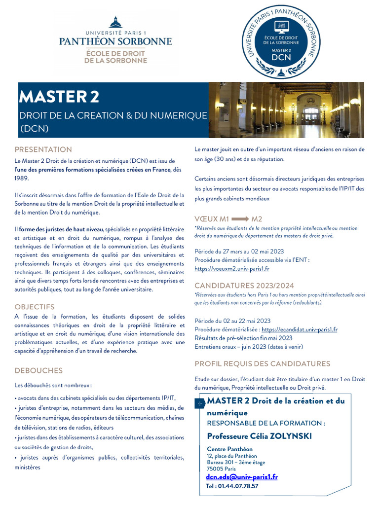 Master 2 Droit Création et Numérique | PDF | Propriété intellectuelle