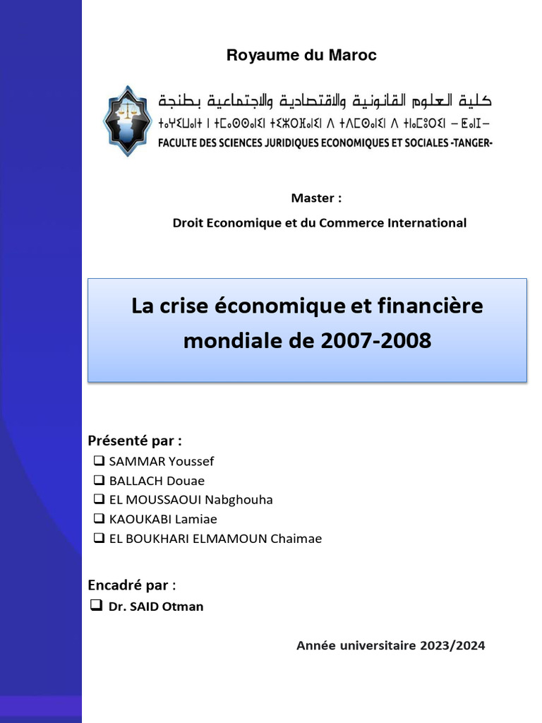 Crise financière mondiale de 2007-2008 | PDF | Crise des subprimes ...