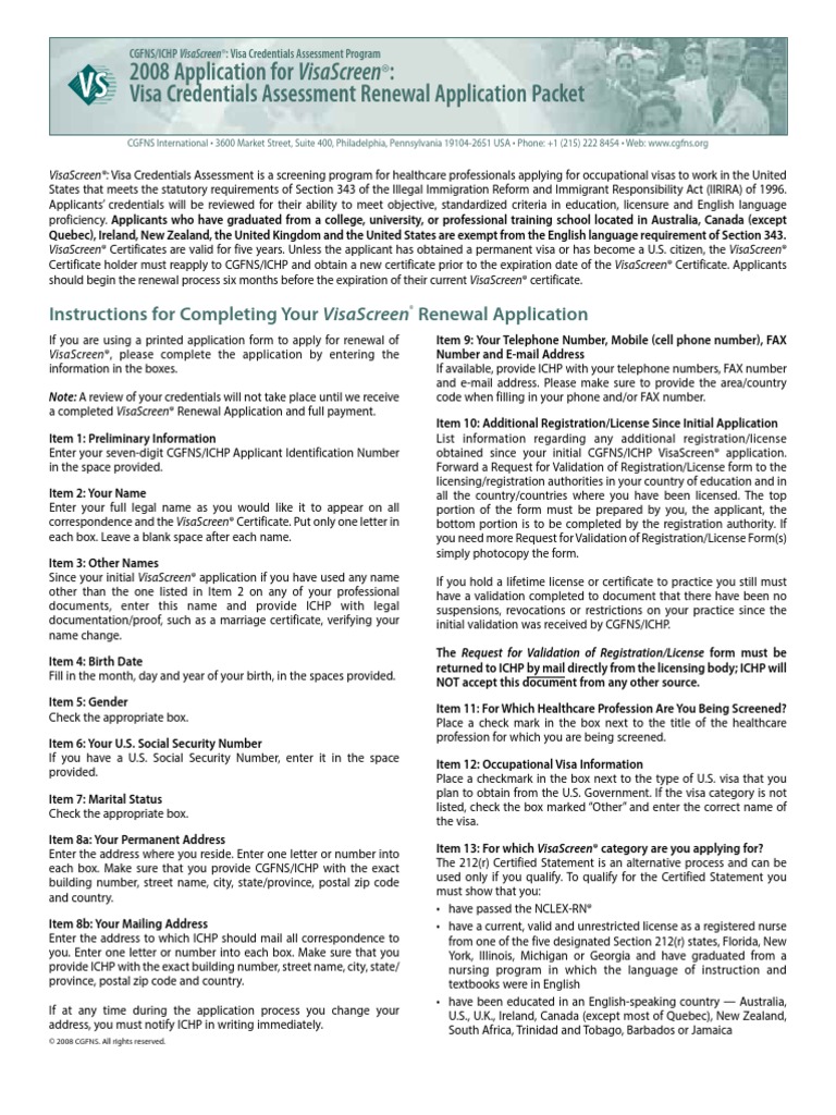 Visa Screen Renewal Form | PDF | International English Language 