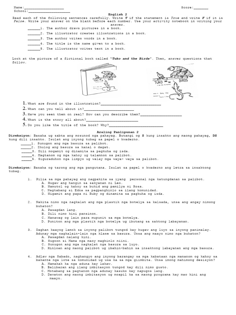 Quiz Week 4 Grade 2 Pdf