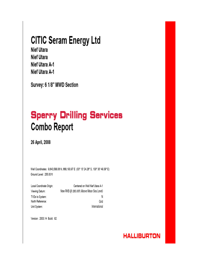 Nief Utara A-1 MWD Survey Report | PDF | Compass | Geography