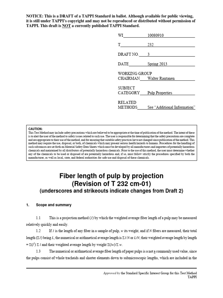Fiber length of pulp by projection revision of t 232 cm 01 pdf
